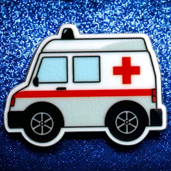 Ambulance Vehicle Charm | Paramedic | EMT | First Responders Planar | 1 PC Resin Acrylic Flatback | Emergency Responders | Medical