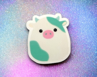 Squishy Mint Cow Planar | Milk Charm | 1 PC Resin Acrylic Flatback | Cowgirl | Animal Marshmallow