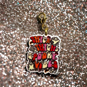 Thick Thighs Spooky Vibes Charm | Halloween | Pumpkin Planar | 1 PC Acrylic Resin Planar Charm | Aesthetic