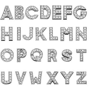 A-Z Silber Glanz Strass Buchstabe Anhänger Alphabet Anfang Emaille Metall Charme 1 PC edel tolles Geschenk