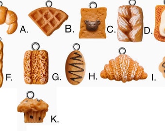 Bread Charm | 1 PC Food Resin Charm | Breakfast Charm | Toast Charm | Waffle Charm | Muffin Charm | Croissant Charm | Donut | Kawaii Charm