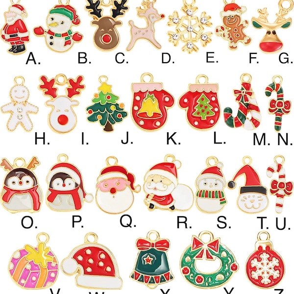 Merry Christmas Charm | Santa Charm | Snowman Charm | Penguin Charm | Present Charm | Gingerbread Charm | Mittens Charm | 1 PC Enamel Charm