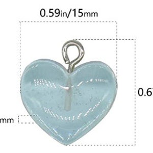 Gummy Heart Charm 1 PC Charm Heart Charm Translucent Heart Charm Rainbow Color Heart Charm Valentines Day Gift image 2