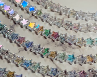 TEEN SPIRIT! Clear Translucent Iridescent Star Beaded Necklace! Star Necklace | Nostalgia Choker | Astrology Jewelry