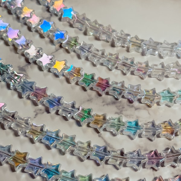 TEEN SPIRIT! Clear Translucent Iridescent Star Beaded Necklace! Star Necklace | Nostalgia Choker | Astrology Jewelry