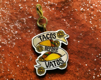 Tacos Before Vatos Charm | Cinco De Mayo Charm | Taco Tuesday | 1 PC Resin Acrylic Planar | Scrapbooking - Bows - Accessories