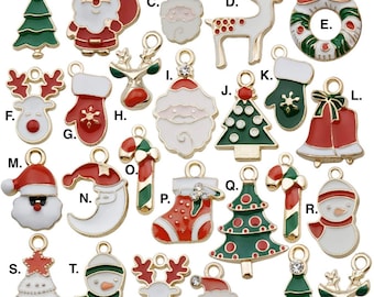 Merry Christmas Charm | Ho Ho Ho Charm | Santa Charm | Wreath Charm | Mitten Charm | Reindeer Charm | Candy Cane Charm | 1 PC Enamel Pendant