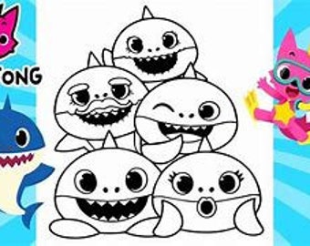 Baby Shark Coloring Etsy