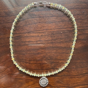 winter’s sunset crystal beaded necklace, citrine, green aventurine, sun pendant, sun choker, sun necklace, hippie, boho, free shipping