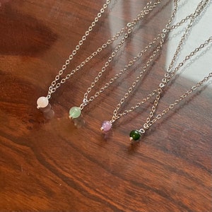 flower petal crystal bead chain necklace, dainty, layering necklace, crystal, crystal beads, rose quartz, hippie, boho, free shipping