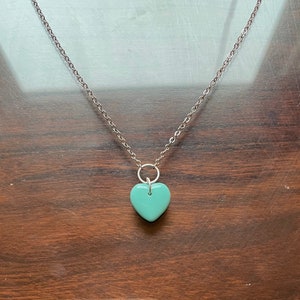 Türkis Herz zierliche Kette Halskette, Silber Kette, Türkis Halskette, Türkis Herz Anhänger, Kristall Halskette, Kristall Herz Anhänger