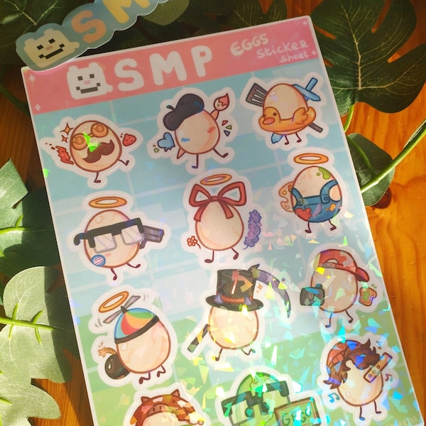 FREE SHIPPING QSMP holographic Eggs Sticker Sheet