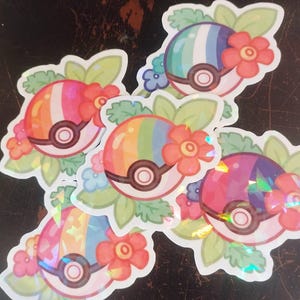 Pogayballs flags Holo STICKERS 2&quot;5 pokeball lgbtqia+ Pride