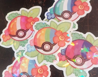 Pogayballs flags Holo STICKERS 2"5 pokeball lgbtqia+ Pride