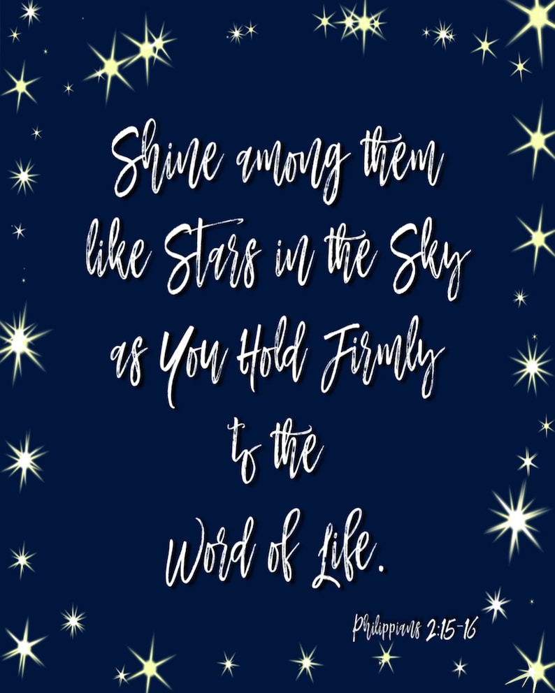 Shine Like Stars Scripture Art Philippians 2:15-16 Printable Instant ...
