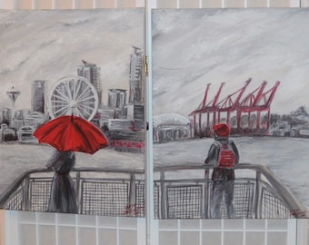 Seattle Skyline - Red Umbrella