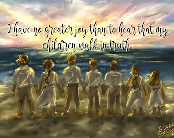 Handpainted Family Beach Art, Scripture Verse Print