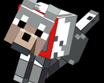 Minecraft Wolf / Tamed Wolf / Dog Printable Instant Digital Download