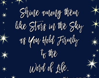 Shine Like Stars Scripture Art Philippians 2:15-16 Printable Instant Digital Download, 1x1, 4x5