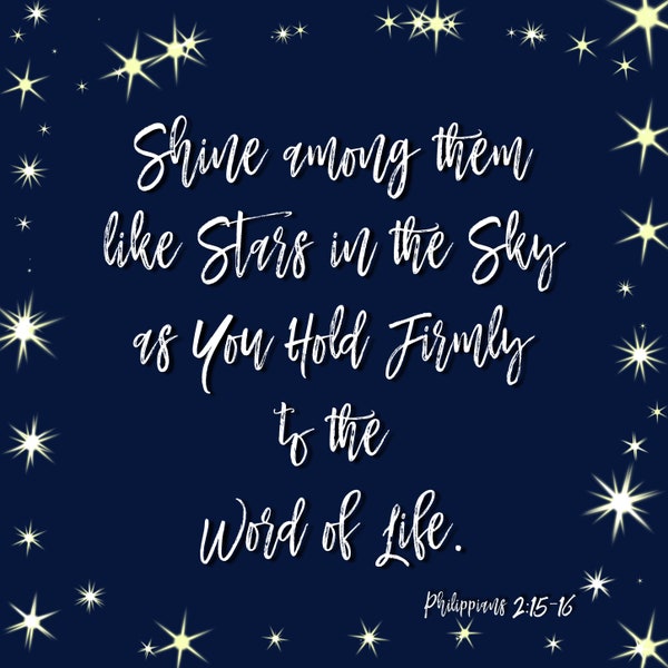 Shine Like Stars Scripture Art Philippians 2:15-16 Printable Instant Digital Download, 1x1, 4x5