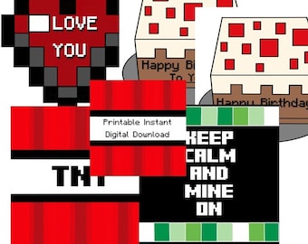Minecraft Inspired Party Pack Printable Instant Digital Download