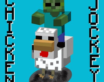Minecraft Chicken Jockey Printable Instant Digital Download