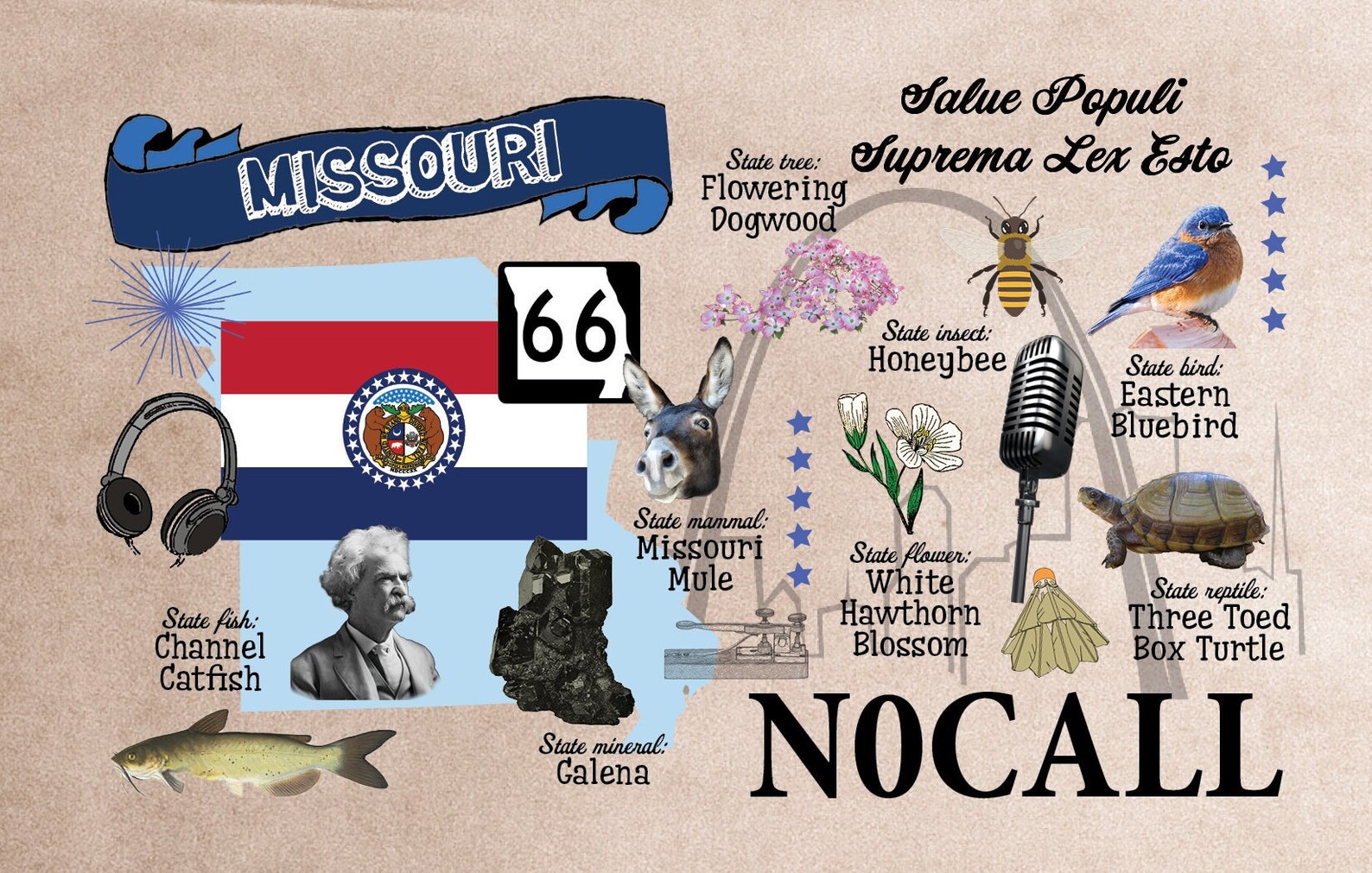 Missouri Symbols Printable QSL Ham Radio Card Digital Download | Etsy