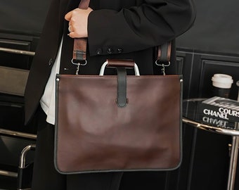 Vintage Umhängetasche aus Leder, ideal um Dokumente und ein Tablet zu transportieren | Umhängetasche | Tasche für die Arbeit | Businesstasche | Vintage Tasche