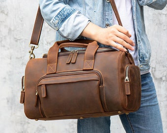 Leren plunjezak, de perfecte ‘carry everything’ tas | Plunjezak | Grote tas voor op reis, gemaakt van echt leer
