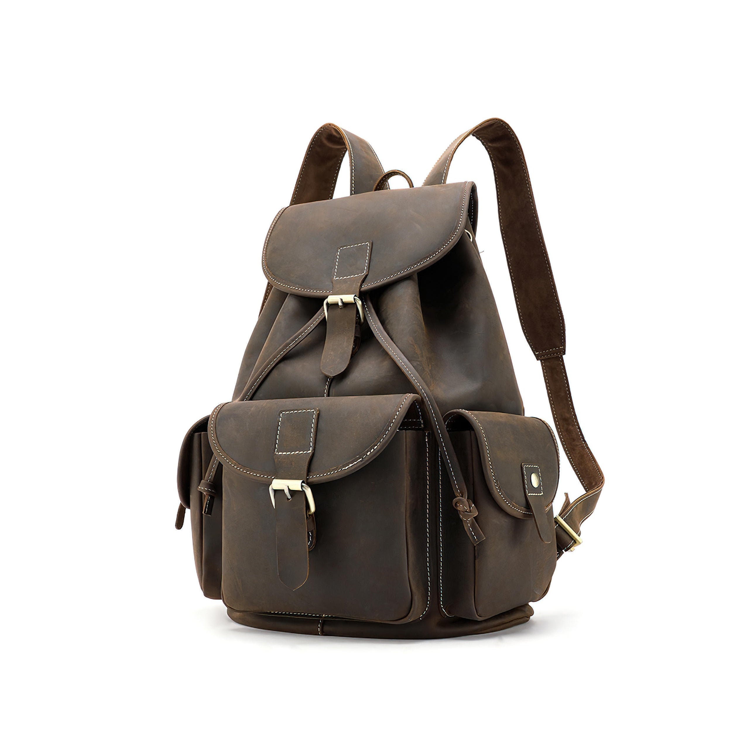 vintage leather backpack