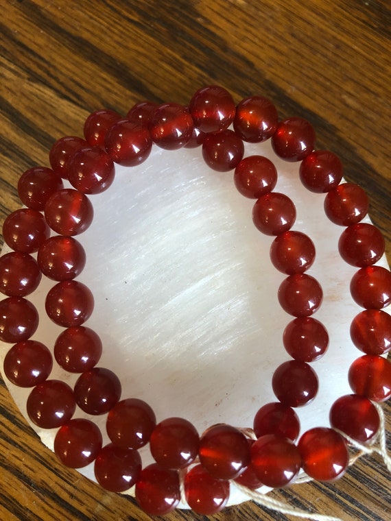 Carnelian Beaded stretch bracelets, chalcedony