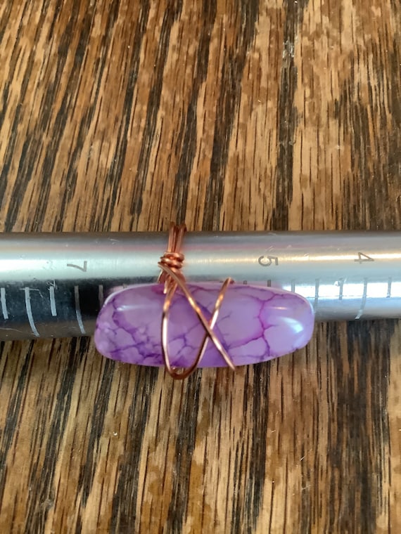 Purple agate copper wire wrap ring