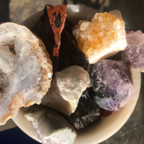 Crystal mystery surprise box, random crystals intuitively picked for you may include jewelry rings earrings pendants wire wrapped, geodes