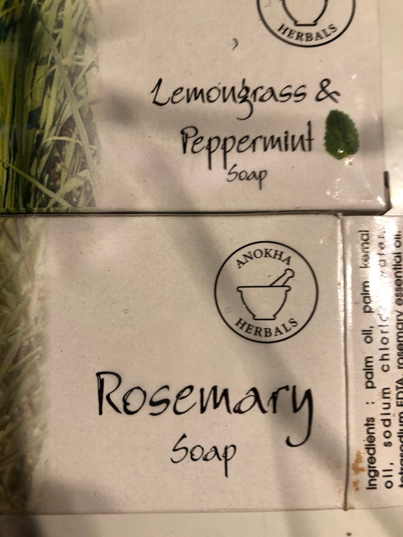 Rosemary or peppermint & lemongrass herbal spell and ritual soaps; protection, road opening, money, opportunities, clarity