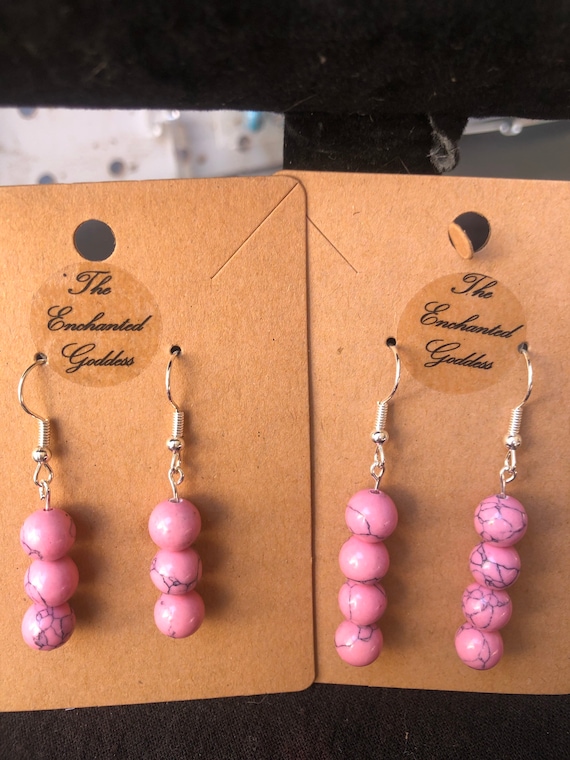pink turquoise crystal earrings
