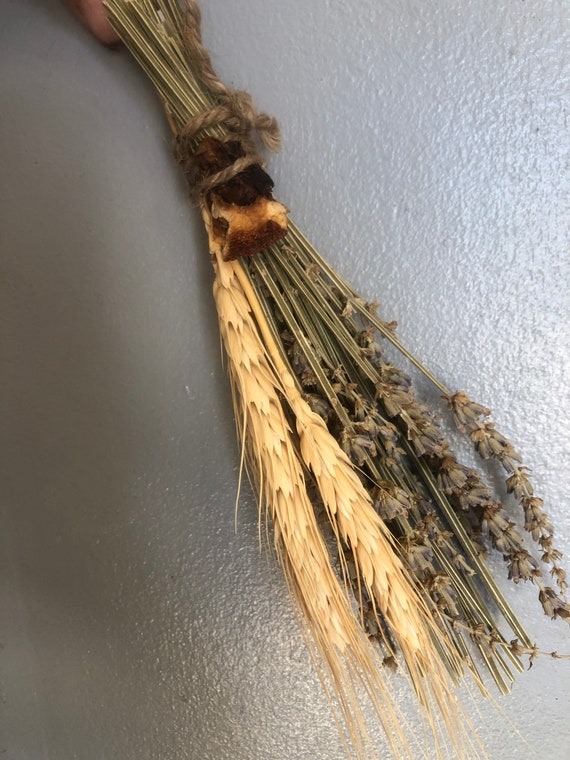 Lavender and wheat Smoke/cleansing bundle  6-7” inches; beautiful sage alternative/substitute smudge stick-cleanse, purify, consecrate ect