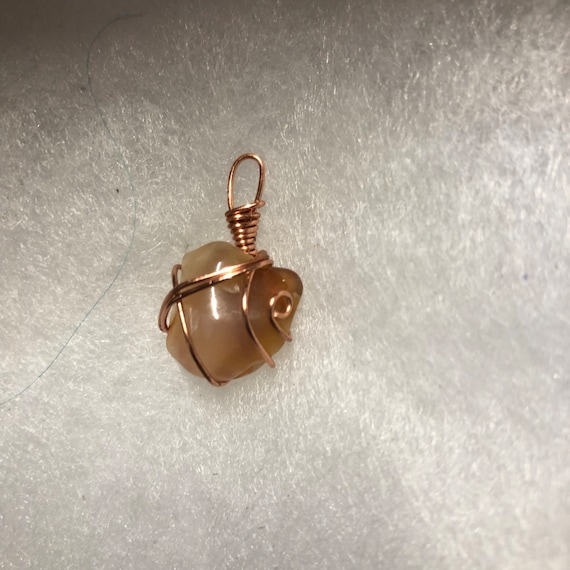 Charmed Copper wire wrapped natural Carnelian pendant for courage confidence & motivation; enchanted gemstone crystal jewelry