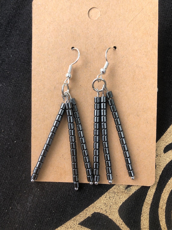 triple drop hematite earrings, protective crystal, powerful healing properties drop earrings, empaths, psychics, baby witch jewelry