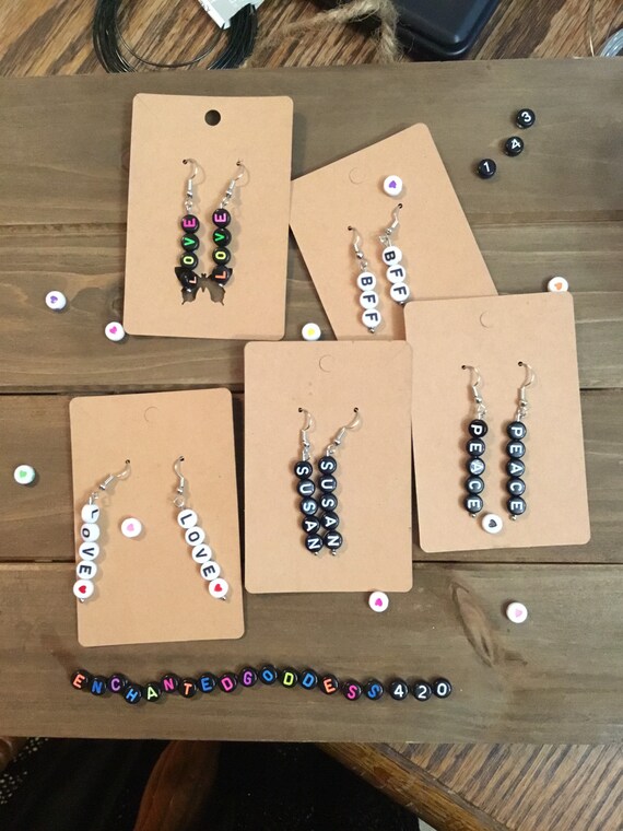 alphabet lettering drop earrings, custommize up to six charachters, personalized jewelry or choose one that’s made!!!