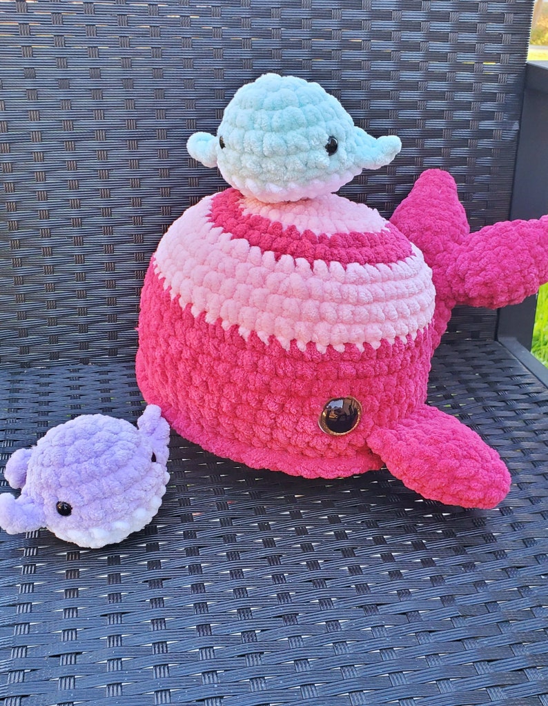 CUSTOM ORDER Mama Whale With 2 Baby Whales Amigurumi Crochet Plushie Etsy