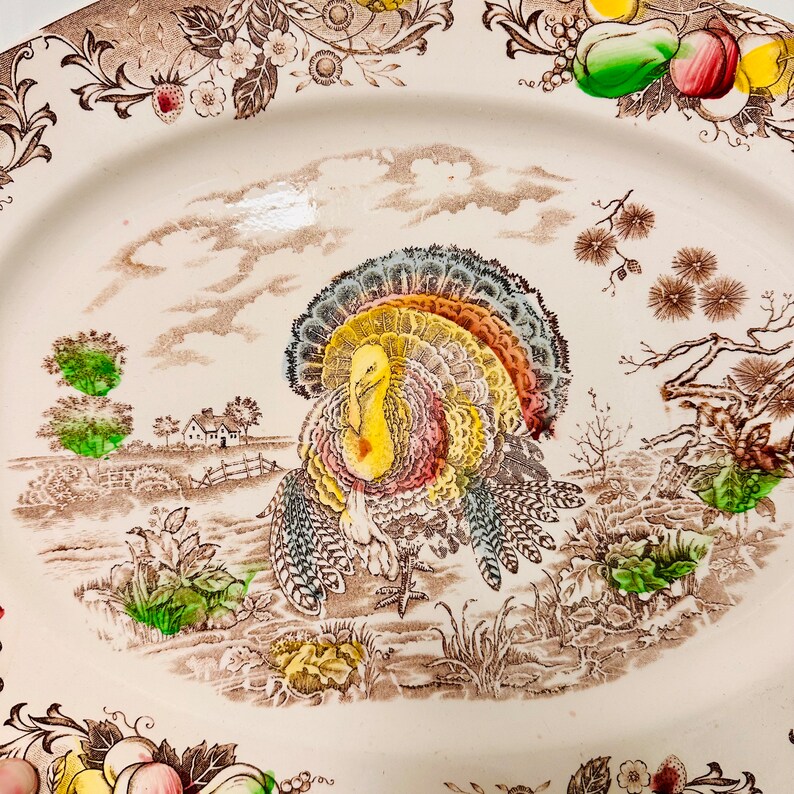 Transferware Turkey Platter Vintage Platter Transferware Made in Japan