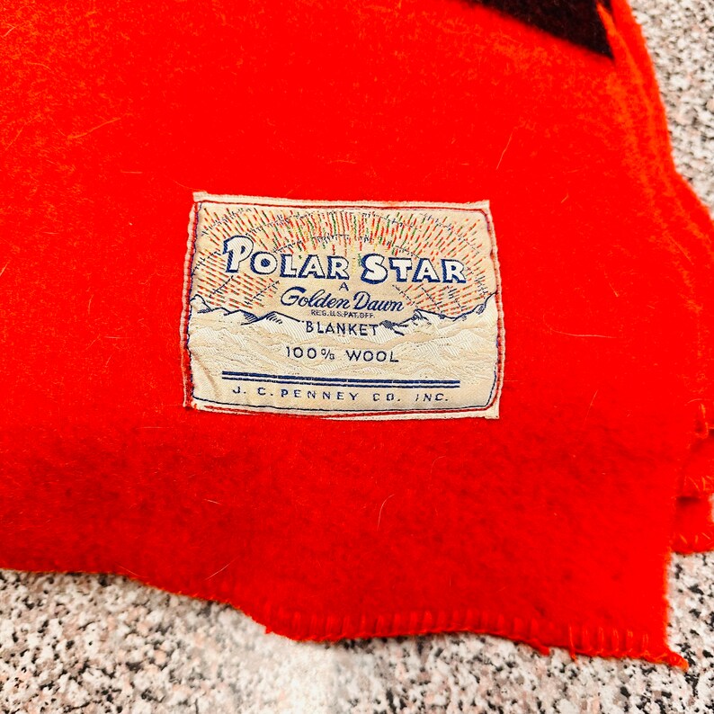 Polar Star Wool Blanket Vintage Wool Blanket Golden Dawn Blanket JC