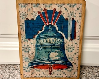 Vintage Retro Style Handcrafted Cutting Board “Libert Bell” USA Patriotic Decorative Only