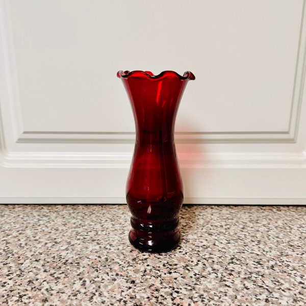 Anchor Hocking Vintage Red Ruby Vase | Vintage Bud Vase | Boho Decor | Cottagecore | Grand Millennial | Grandmacore