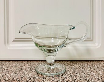 Footed Gravy Boat | Vintage Glass Gravy Boat | Grandma Core | Cottage Core | Boho | Plant Holder | Clear Glass Gravy Boat