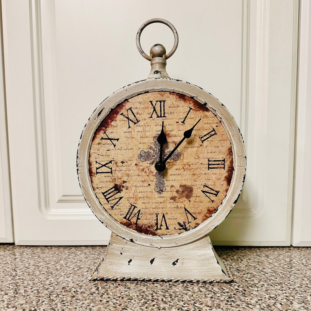 French Country Style Clock Battery Operated Clock Mantel Etsy