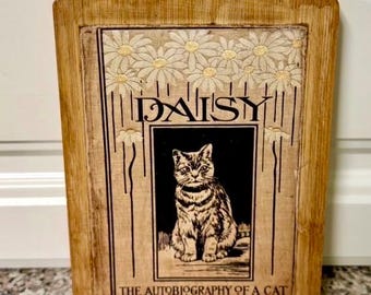 Vintage Retro Style Handcrafted Cutting Board “Daisy Cat” Decorative Only