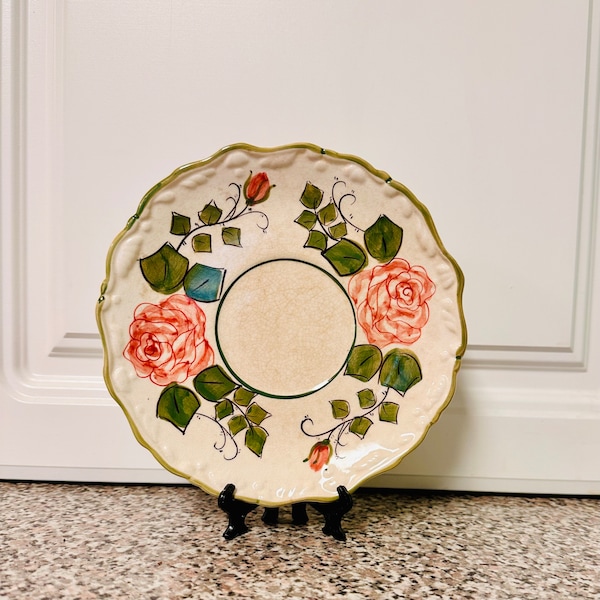 Hand Painted Plate | Hand Painted in Thailand | Floral Plate | Cottagecore | Grandmacore | Rose Plate | Unique Plate | fairy core | boho