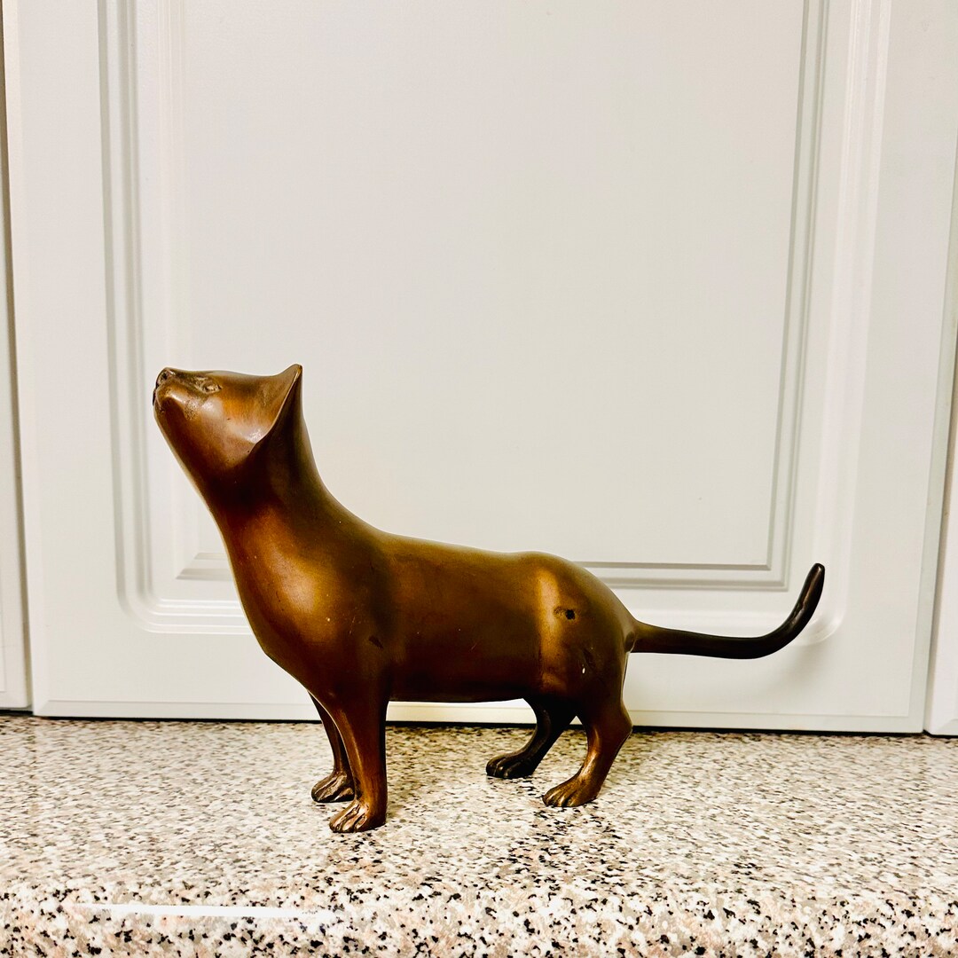 Bronze Brass Vintage Cat Figure Brass Cat Bronze Cat MCM Etsy
