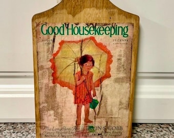 Vintage Retro Style Handcrafted Cutting Board “Good Housekeeping Beach” Decorative Only